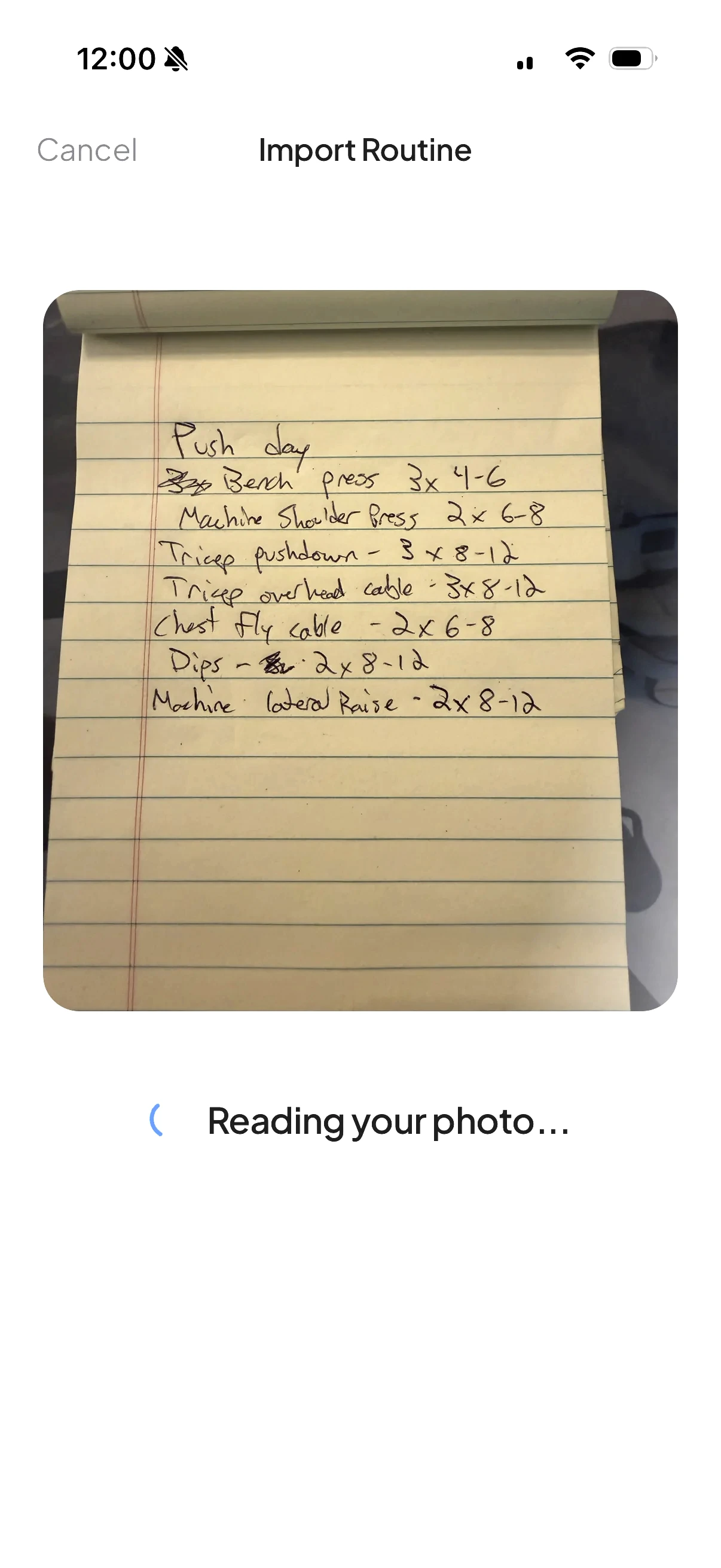 Build reading the routine from your photo