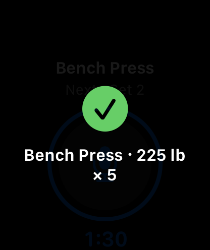 Set logged and checked off on the watch
